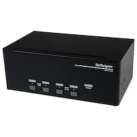Switch Commutateur KVM USB 4 ports Sortie Vidéo DVI, Audio HUB USB 2.0 3 Écrans - 4 PC
