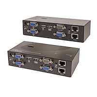 Switch Commutateur KVM USB VGA double 200m 2 x cable cat 5 - Extendeur de console