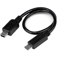 Cable USB OTG de 20cm - Cable Adaptador Micro USB a Mini USB - Macho a Macho
