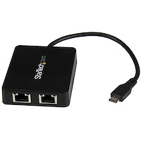 USB-C till dubbel Gigabit Ethernet-adapter med USB-port (Type-A)