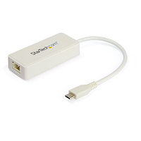 USB C to Gigabit Ethernet Adapter w/USB A Port - White 1Gbps NIC USB 3.0/USB 3.1 Type C Network Adapter - 1GbE USB-C RJ45/LAN TB3 Compatible Windows MacBook Pro Chromebook