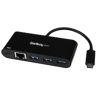 USB-C naar Ethernet adapter met 3 poorts USB 3.0 hub en Power Delivery