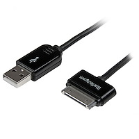1 m svart Apple 30-stifts dockkontakt till USB-kabel för iPhone/iPod/iPad med stegformad kontakt