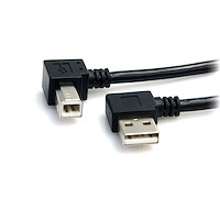 Cable USB 91cm para Impresora Acodado en Ángulo - 1x USB A Macho - 1x USB B Macho - Adaptador Negro