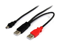 3 ft USB Y Cable for External Hard Drive - USB A to mini B