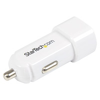 Cargador Blanco USB de 2 Puertos para Coche - de Alto Poder (17W / 3,4A)