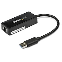 Adaptador Tarjeta de Red NIC Externa USB 3.0 de 1 Puerto Gigabit Ethernet RJ45 y Puerto USB - Negro