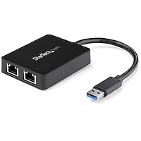 USB 3.0 auf Dual Port Gigabit Ethernet LAN Adapter mit USB-Port - Schwarz