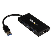 USB 3.0 till HDMI extern grafikadapter för flera skärmar med USB-hubb med 3 portar – HDMI och USB 3.0-mini-dockningsstation – 1920x1200/1080p