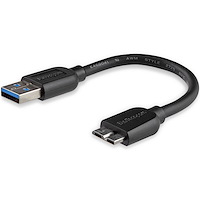 Câble SuperSpeed USB 3.0 slim A vers Micro B de 15 cm - Mâle / Mâle - Noir