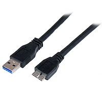 Cable Certificado 1m USB 3.0 Super Speed SS Micro USB B Macho a USB A Macho Adaptador - Negro