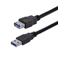 1m USB 3.0 延長ケーブル タイプA（オス） - タイプA（メス） ブラック