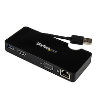 Mini station d’accueil USB 3.0 universelle pour ordinateur portable avec HDMI ou VGA, Gigabit Ethernet, USB 3.0