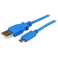 Câble de charge /synchronisation mobile USB A vers Micro B slim de 1 m pour smartphone et tablette - M/M - Bleu