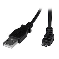 Cable Adaptador 1m USB A Macho a Micro USB B Macho Acodado en Ángulo hacia Abajo para Teléfono Móvil