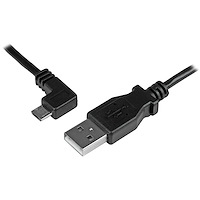 Câble USB vers Micro USB coudé à angle gauche de 50 cm - 0,25 mm² - M/M - Noir