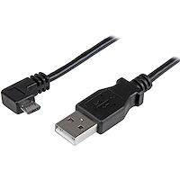 1 m Micro-USB oplaad en sync kabel - M/M - Micro-USB  haaks naar rechts - 30/24AWG