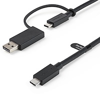 Cable USB Tipo C de 1m con Adaptador Dongle USB-A - Cable USB 2 en 1 Híbrido con USB-A - USB-C a USB-C (10Gbps/100W PD), USB-A a USB-C (5Gbps) - Ideal para Docking Stations Híbridas