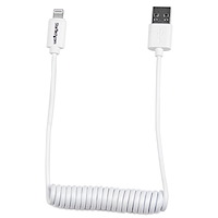 0.6 m (2 ft.) Coiled Lightning to USB Cable - Lightning Charger Cable for iPhone / iPad / iPod - Apple MFi Certified - Lightning to USB Cable - White
