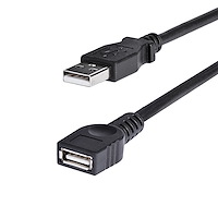 USB 2.0延長ケーブル 1.8m ブラック Type-A(オス) - Type-A(メス)