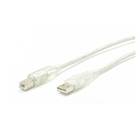 6 ft Clear A to B USB 2.0 Cable - M/M