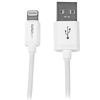 Cable en Espiral Lightning a USB de 15cm - Cable Lightning Corto para iPhone / iPad / iPod - Certificación MFi de Apple - Blanco