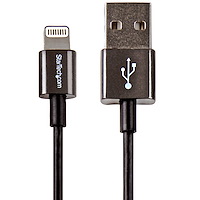 1 m (3 ft.) USB to Lightning Cable -  iPhone iPad / iPod / Charger Cable -  Lightning to USB Cable - Apple MFi Certified - Metal - Black