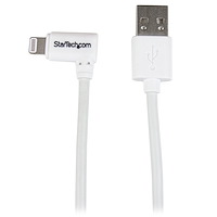 1 m (3 ft.) USB to Lightning Cable - Right Angle iPhone / iPad / iPod  Charger Cable - 90 Degree Lightning to USB Cable - Apple MFi Certified - White