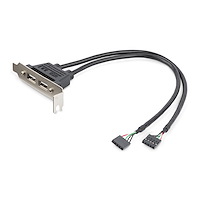 Câble adaptateur USB 2.0 IDC 5 broches vers plaque à 2 ports USB A - Faible encombrement