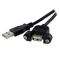 Rallonge de câble USB 2.0 à montage sur panneau / goulotte A vers A de 30cm - F/M - Noir