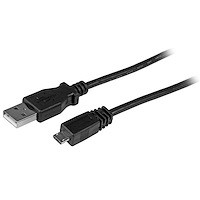 Cable Adaptador de 30cm 1ft USB A Macho a Micro USB B Macho para Teléfono Móvil Smartphone Carga y Datos - Negro