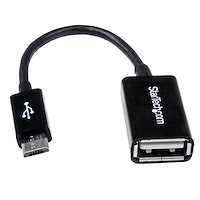 Cavo Adattatore micro USB a USB femmina OTG da viaggio 12cm M/F - Nero