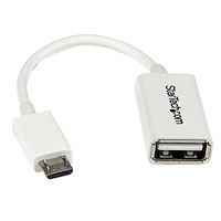 5in White Micro USB to USB OTG Host Adapter M/F